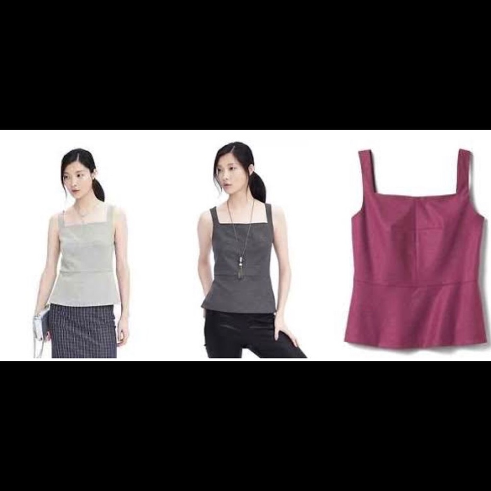 Banana Republic Business Peplum Cami Tank 14 Grey